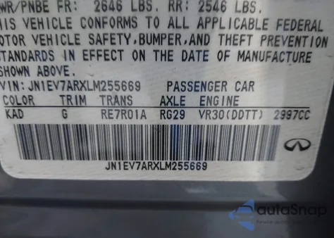 2020 Infiniti Q50 Luxe Awd из США, поврежденный, VIN JN1EV7ARXLM255669